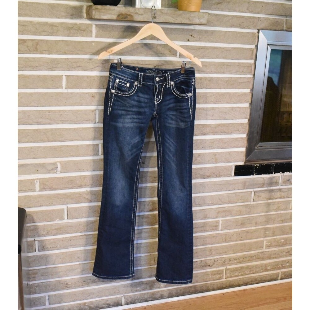 Miss Me Jeans Women’s Size 26 Bootcut Dark Wash Contrast Stitch JS5014B58V Y2K